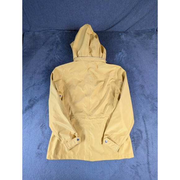 Lands' End Women's Yellow Hooded Rain Jacket Parka Size 10-12 Waterproof Shell - Picture 3 of 12
